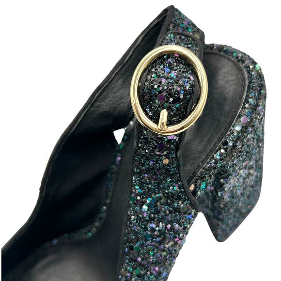 Shelly's London‎ Women's Chester Slingback Glitter Block Heel Pumps Size 6.5 - Picture 14 of 15